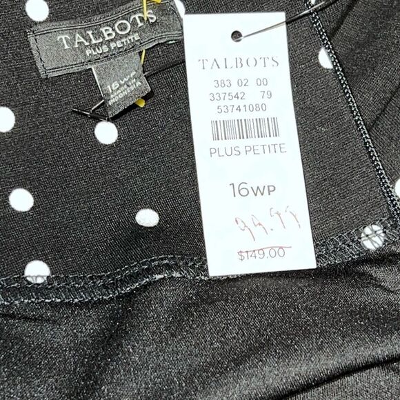 NWT Talbots Scalloped Bell Sleeve Polka Dot Dress Sz 16W Plus Petite - Picture 10 of 10